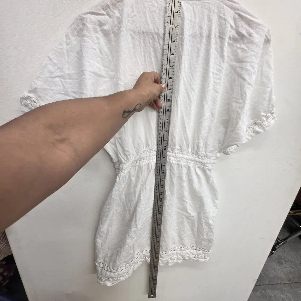Athleta Cover Up Dress Size Small Women's Off White Crochet Trim Cotton Summer